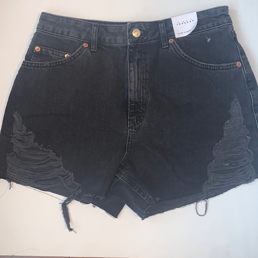 TopShop Split Super Rip Denim Shorts - Picture 7 of 11